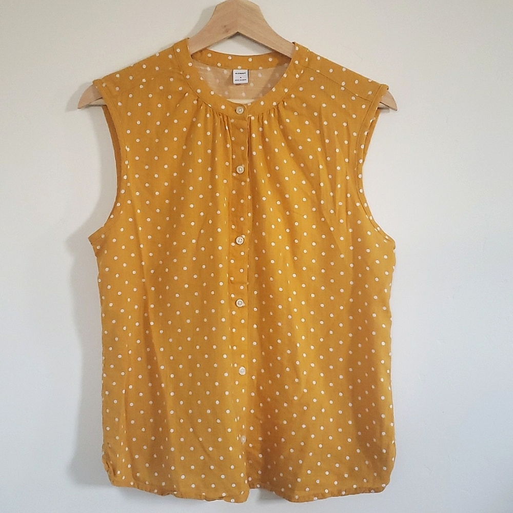 Old Navy Yellow Polka Dot Blouse